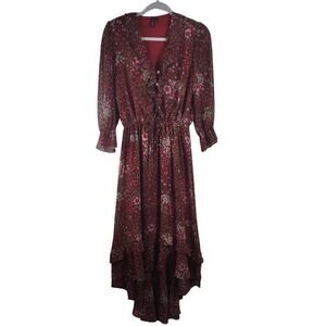 Luna Chix High Low Midi Dress, Prairie Style Dress with Ruffles, Size Medium